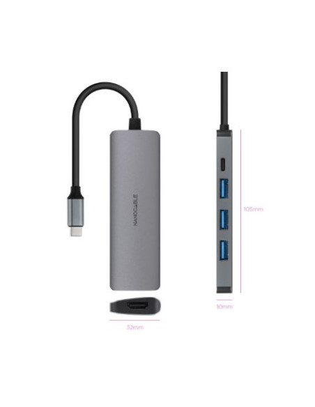 HUB USB-C 5 EN 1 | CONVERSOR USBC 3.1 A 3 X USBA 3.0 + USBC PD 100W +