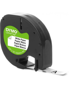 CINTA ETIQUETAS TEXTO NEGRO SOBRE BLANCO 12MM X 4 METROS DYMO