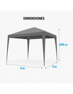 CARPA ACERO RAFIA 3X3 METROS GRIS DESMONTABLE SUNGARDEN
