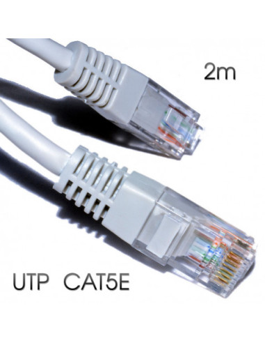 CABLE DE RED UTP CAT 5E 2M GRIS CLARO CROMAD