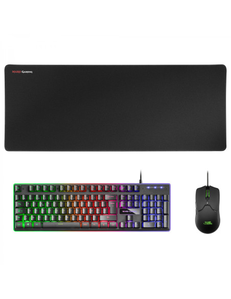 Mars Gaming MCPXBFR Combo Teclado+Ratón+Alfombrilla Negro FR