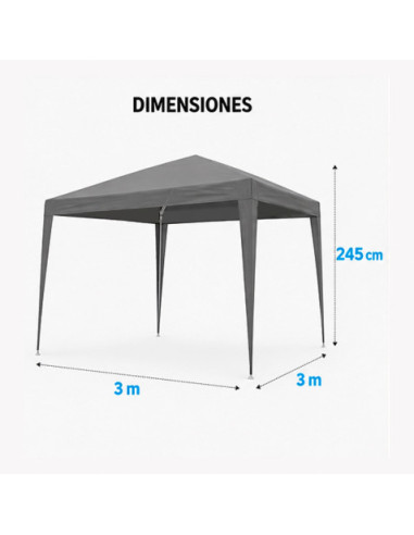 CARPA ACERO RAFIA 3X3 METROS GRIS DESMONTABLE SUNGARDEN
