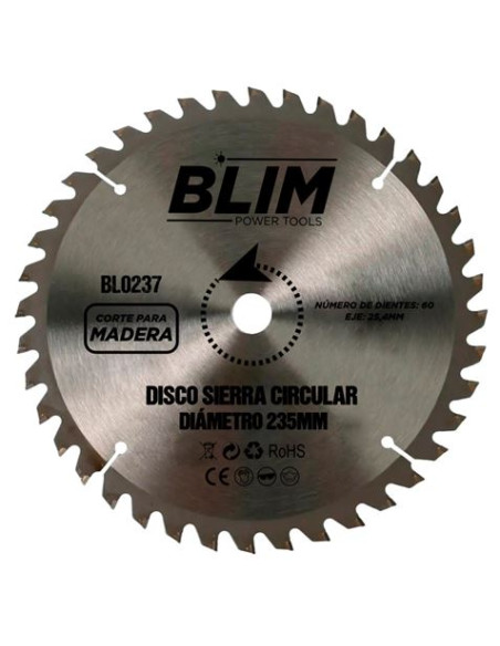 DISCO CORTE MADERA PARA SIERRAS 235MM. BLIM