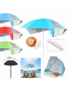 SOMBRILLA PLAYA CON CORTAVIENTOS UV50+ 180CM