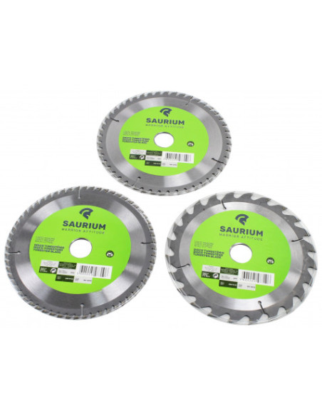 PACK 3 DISCOS CORTE MADERA PARA SIERRAS 185MM. SAURIUM