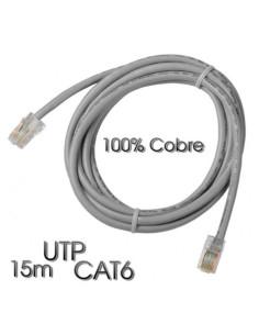 CABLE DE RED UTP CAT 6 15M GRIS CLARO 100% COBRE CROMAD
