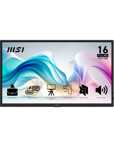 MSI PRO MP165 E6 monitor o TV portátil Monitor portátil Negro 39,6 cm