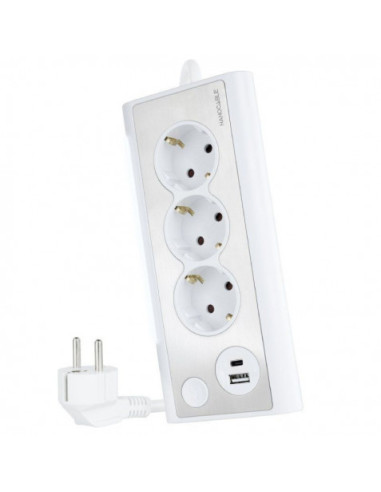 Nanocable Regleta de Sobremesa con 3 Tomas de Tierra y 2 USB´s con
