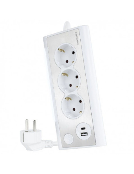 Nanocable Regleta de Sobremesa con 3 Tomas de Tierra y 2 USB´s con