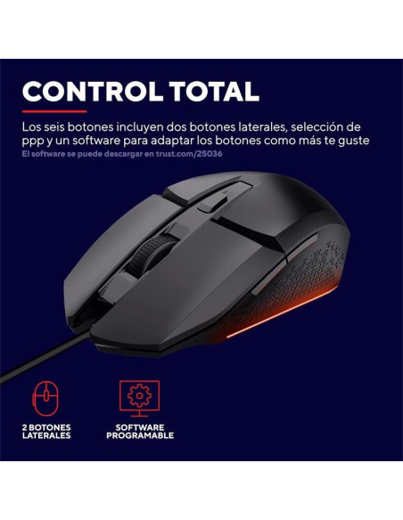 RATON TRUST GAMING GXT 109 FELOX RGB USB 6400DPI 6 BOTONES BLACK