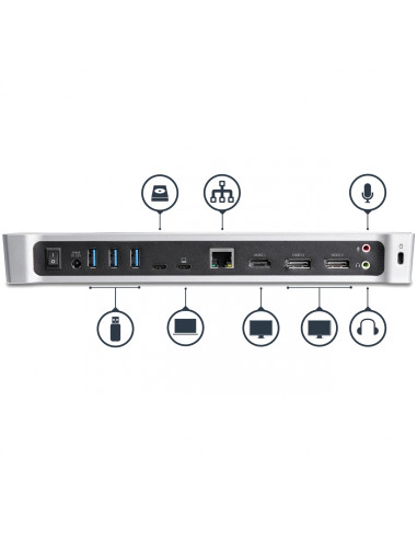 StarTech.com Docking station USB-C para Tres Monitores 4K con 5x