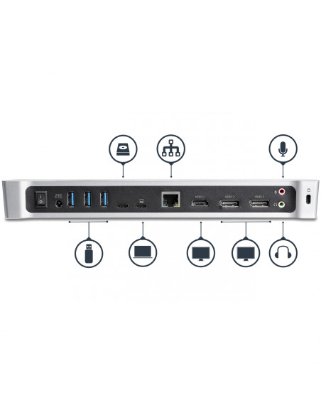 StarTech.com Docking station USB-C para Tres Monitores 4K con 5x