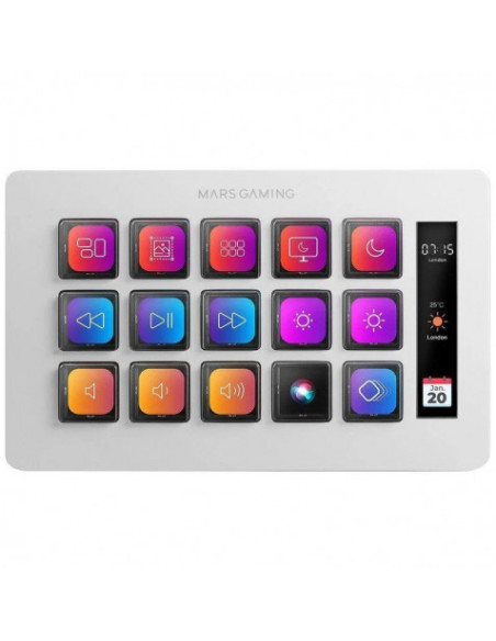 STREAM DECK SLIM MARS GAMING MSD-ONE | 15 TECLAS LCD | BLANCO