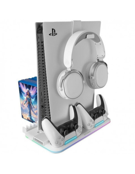 SOPORTE MULTIFUNCION RGB PARA PS5 MARS GAMING MPS5-B2 BLANCO