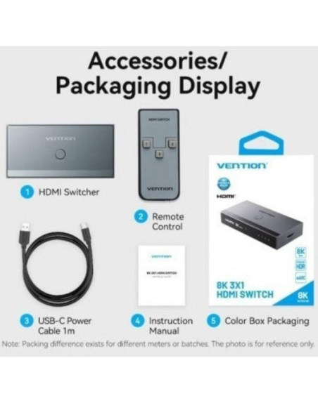 SWITCH CONMUTADOR VENTION HDMI 2.1 8K HDMI/H - 3XHDMI/H GREY