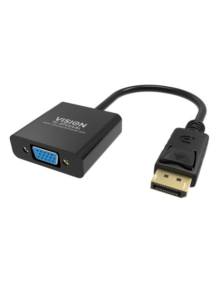 Vision TC-DPVGA/BL adaptador de cable de vÍ­deo DisplayPort VGA (D-Sub) Negro