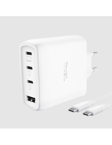 CARGADOR TRUST MAXO 3XUSB-C 1XUSB-A 65W + CABLE USB-C 2M WHITE