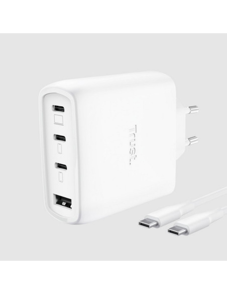 CARGADOR TRUST MAXO 3XUSB-C 1XUSB-A 65W + CABLE USB-C 2M WHITE