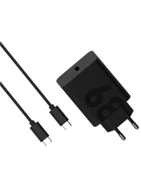 CARGADOR DE PARED MOTOROLA TURBOPOWER GAN USB-C 68W 20V/3.4A BLACK + CABLE USB-C 1M