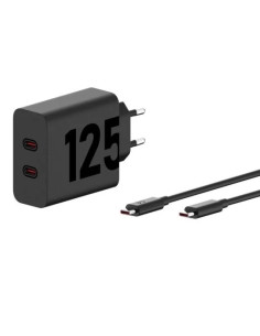 CARGADOR DE PARED MOTOROLA TURBOPOWER GAN X2 USB-C 125W 20V/6.25A BLACK + CABLE USB-C 1M
