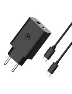 CARGADOR DE PARED MOTOROLA TURBOPOWER QUICK CHARGE 3.0 USB-C/USB-A PD 50W BLACK + CABLE USB-C 1M