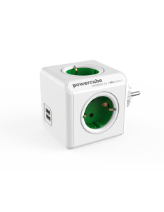 Allocacoc PowerCube Original USB base múltiple 4 salidas AC Interior Verde, Blanco