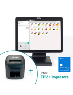 PACK TPV AVPOS K2000 15 I3/8GB/128GB/WIFI/BLUETOOTH/LAN 1000/W11P + TC15 USB