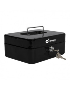 CAJA DE CAUDALES METÁLICA CON LLAVE 9X20X16CM 3 COMPARTIMENTOS CROMAD