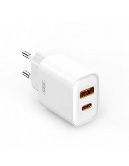 CARGADOR DE CORRIENTE CE12 20W 1 X TIPO C + 1 X USB XO BLANCO