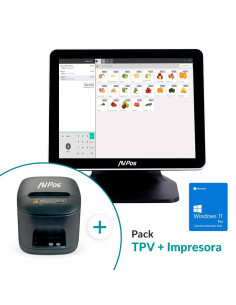 PACK TPV AVPOS K5000 15 TACTIL INTEL N100/8GB/SSD128G/W11P + TC15 USB