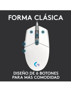 RATON LOGITECH G203 LIGHTSYNC RGB USB WHITE 2