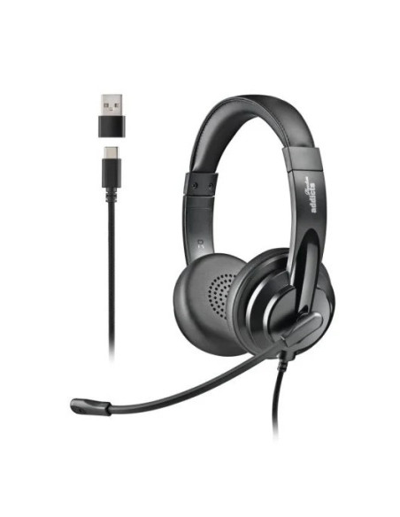 AURICULARES + MICROFONO NGS VOX605USBC USB-A/C BLACK