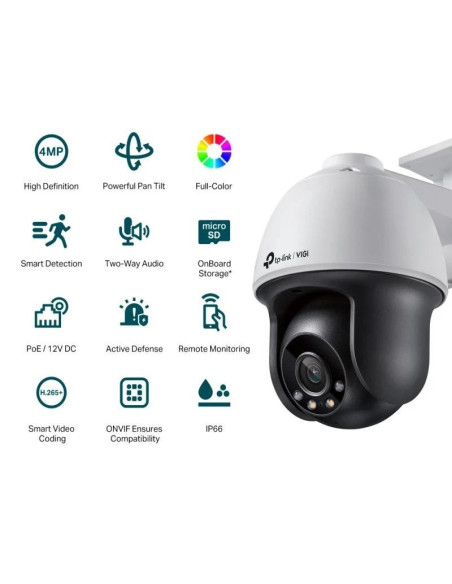 CAMARA IP TP-LINK VIGI PT EXTERIOR 4MP 4MM IR 30M POE