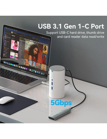 DOCK STATION VENTION 12 EN 1 USB-C A HDMI/VGA/USB-C/USB-A/RJ45/MICROSD/JACK