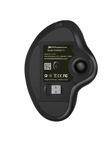 RATON PHOENIX ERGONOMICO TRACKBALL WIRELESS BLACK