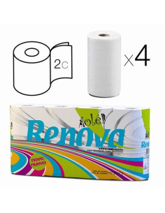 PACK 4 ROLLOS PAPEL COCINA DOBLE CAPA BLANCO RENOVA