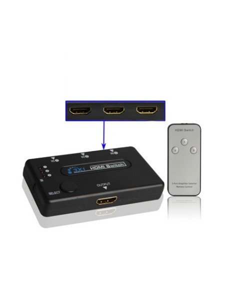 SWITCH HDMI 3 PUERTOS 1080P CON MANDO CROMAD