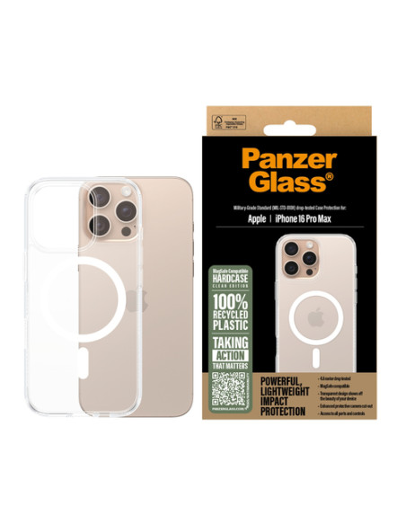 PanzerGlass ® HardCase Transparent w. White MagSafe iPhone 16 Pro Max