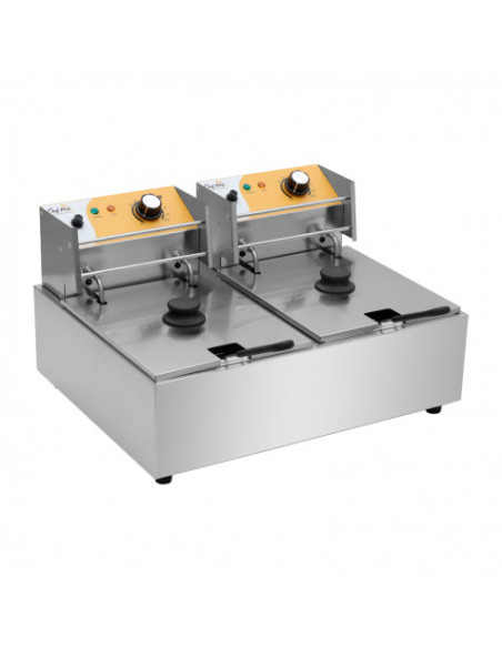 FREIDORA ELÉCTRICA PROFESIONAL DOBLE 9+9 LITROS 2X2500W CHEF PRO