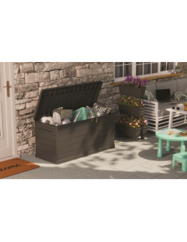 BAUL EXTERIOR 350 LITROS CON CERRADURA GRIS OSCURO ARTPLAST