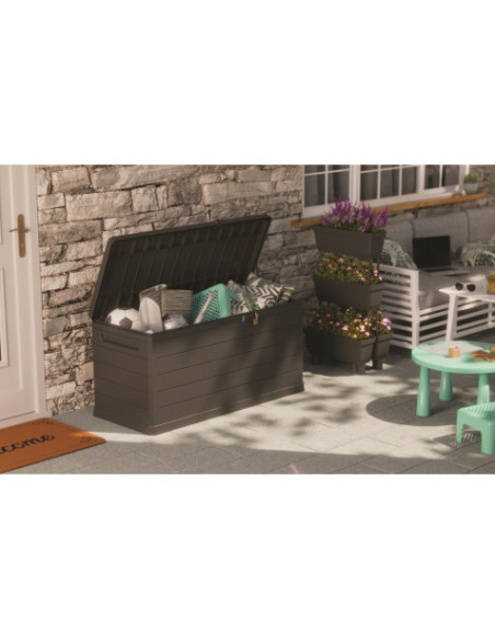 BAUL EXTERIOR 350 LITROS CON CERRADURA GRIS OSCURO ARTPLAST