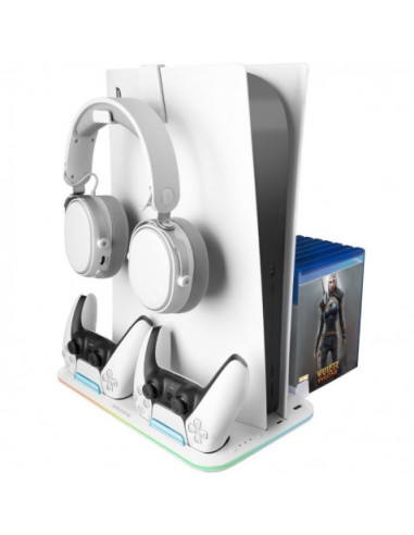 SOPORTE MULTIFUNCION RGB PARA PS5 MARS GAMING MPS5-B2 BLANCO