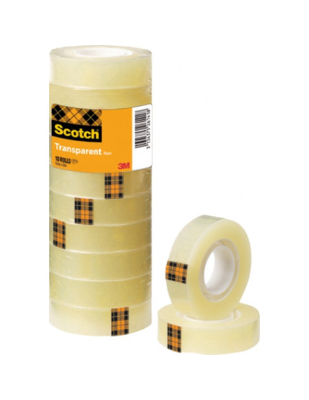 PACK 10 CINTAS ADHESIVAS DE 15MMX33MTS TRANSPARENTES SCOTCH 3M