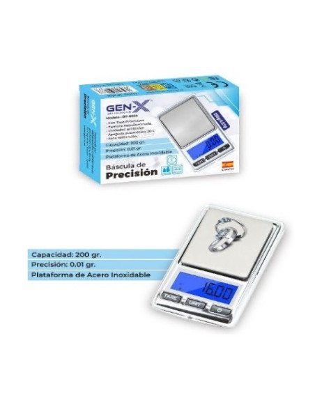 BASCULA PORTATIL GRADUACIÓN 0.01GR CON DISPLAY BP-8024 GEN-X