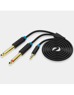 CABLE ESTEREO VENTION JACK 3.5/M - 2X JACK 6.5/M 2M BLACK