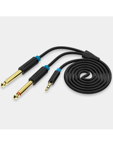 CABLE ESTEREO VENTION JACK 3.5/M - 2X JACK 6.5/M 2M BLACK