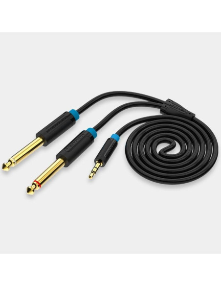 CABLE ESTEREO VENTION JACK 3.5/M - 2X JACK 6.5/M 2M BLACK