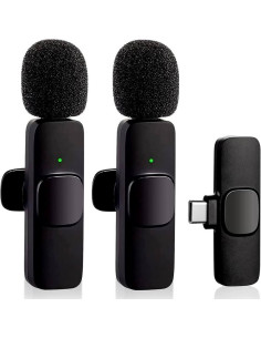 MICROFONO RECEPTOR ONEWAY USB C LAVALIER 2 MICROFONOS PINZA WIRELESS