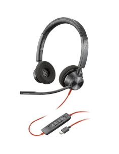 AURICULAR + MICROFONO POLY BLACKWIRE 3320 BIAURAL USB-C + ADAPTADOR USB-A