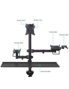 SOPORTE DE MESA TOOQ MONITOR + IMPRESORA + TERMINAL + BANDEJA TECLADO 17-32 2 BRAZOS BLACK 2